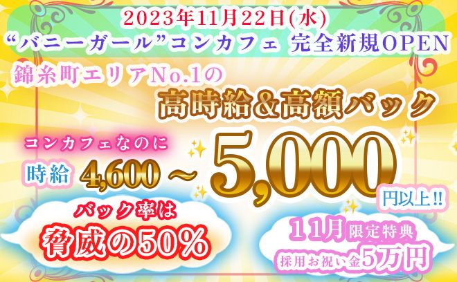 💗🐰オープニングキャスト 日給4万円保証🐰💗12月限定で採用お祝い金「５万円」プレゼント💗