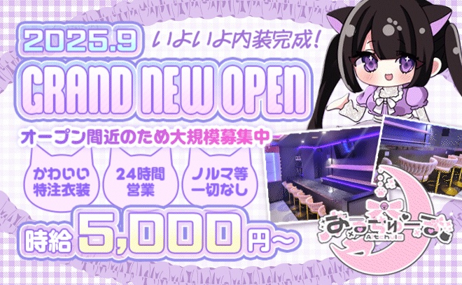 2025年9月完全新規OPEN🐱24時間営業💗ねこメイド系の衣装🐈ピンクベースのお店🎀女性店長✨